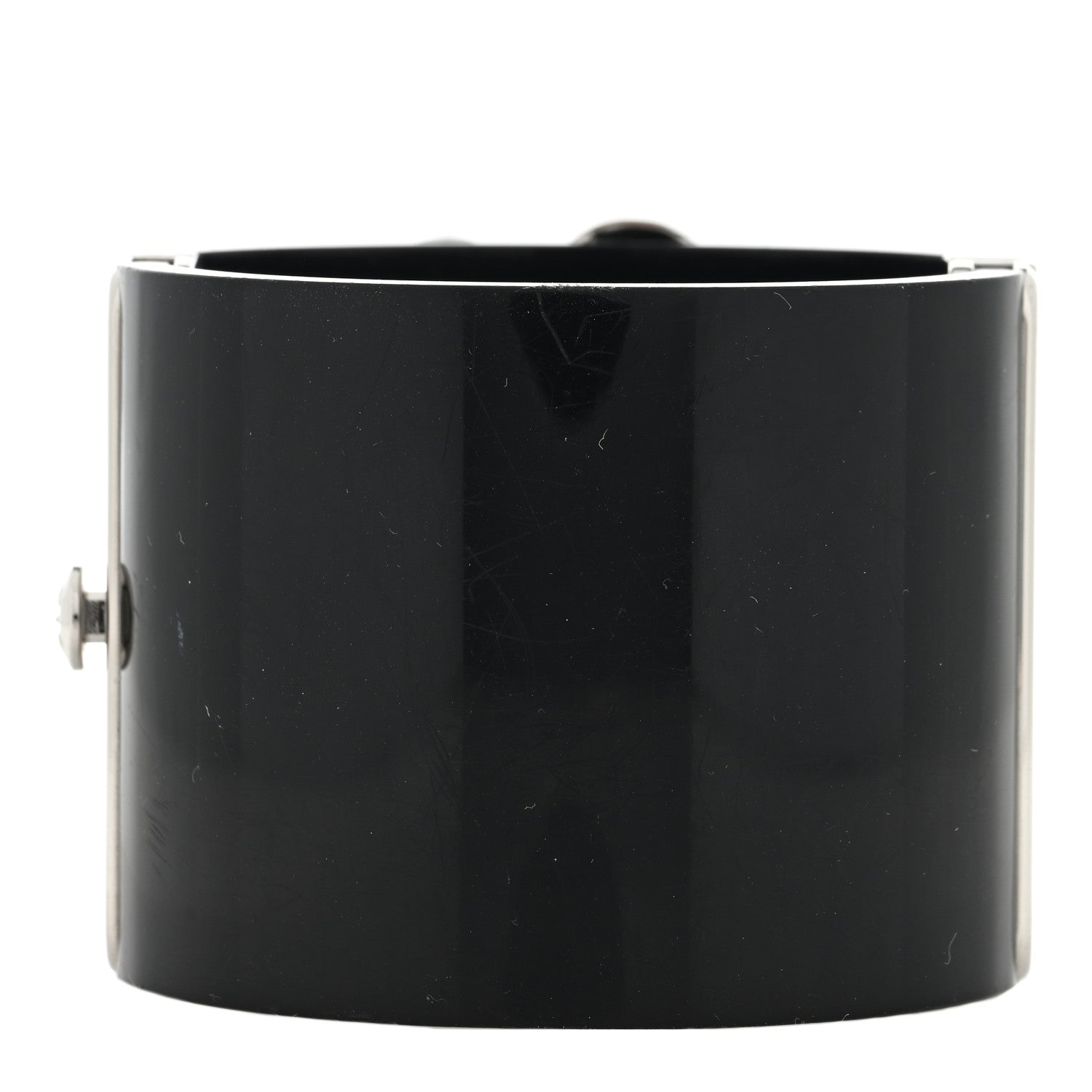 Chanel Resin Swarovski Crystal Camellia CC Cuff Black Silver 2 of 3