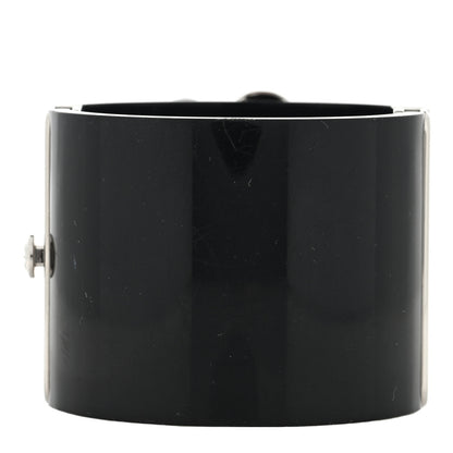 Chanel Resin Swarovski Crystal Camellia CC Cuff Black Silver 2 of 3