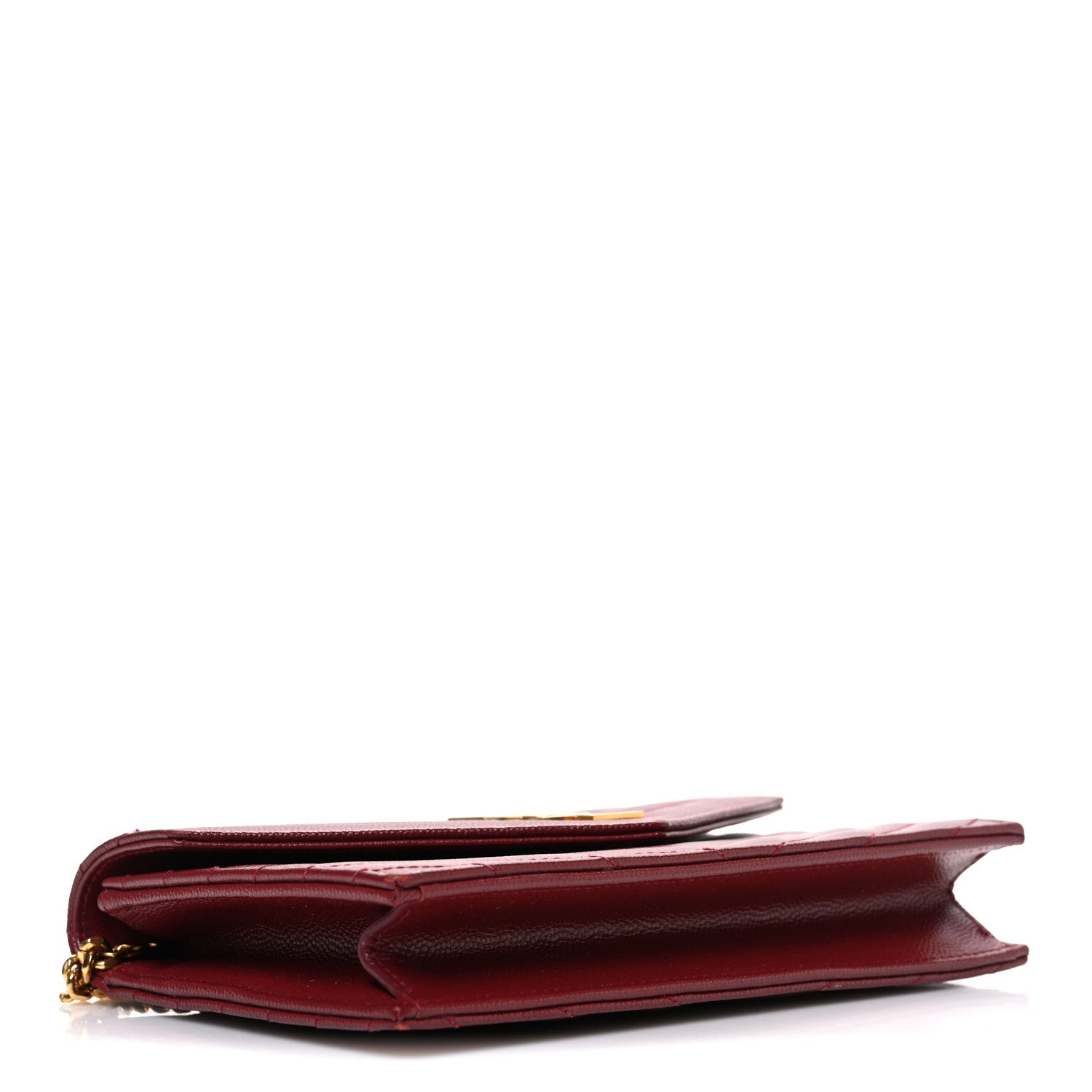 Saint Laurent Grain De Poudre Matelasse Chevron Monogram Envelope Chain Wallet New Red 4 of 11