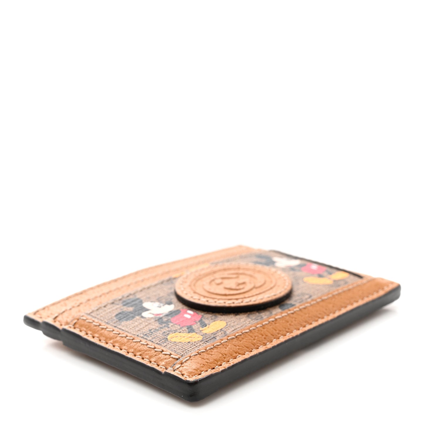 X DISNEY Mini Vintage GG Supreme Monogram Mickey Mouse Card Holder Beige Vintage Sun Oil