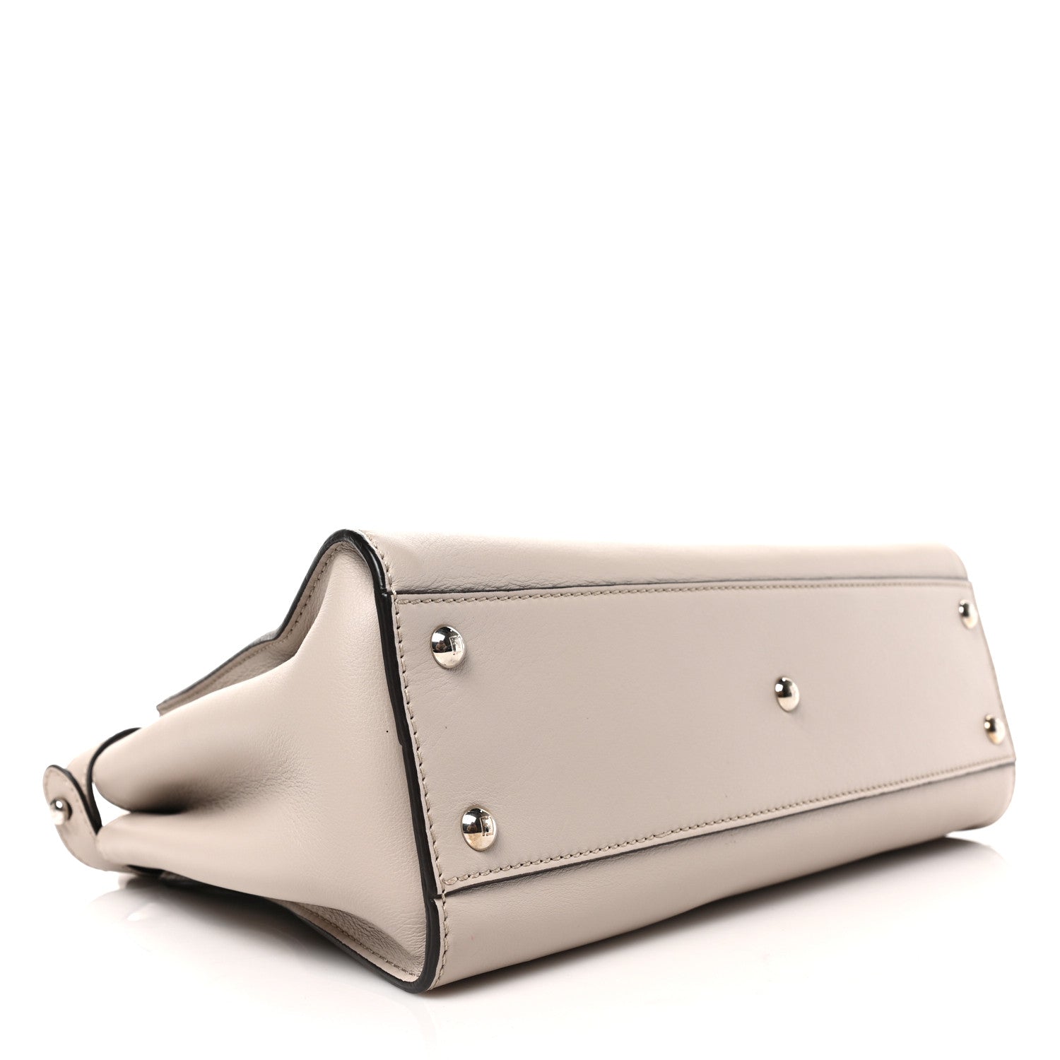 Fendi Vitello Seta Shiny Nappa Medium Peekaboo Iconic Satchel Grigio Polvere Bordeaux 4 of 7