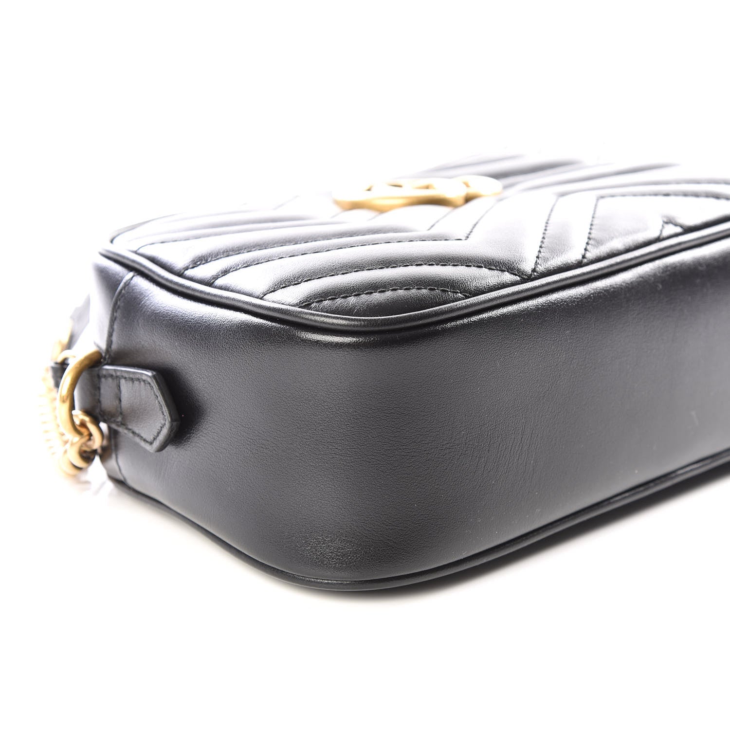 Gucci Calfskin Matelasse Small GG Marmont Chain Shoulder Bag Black 5 of 9