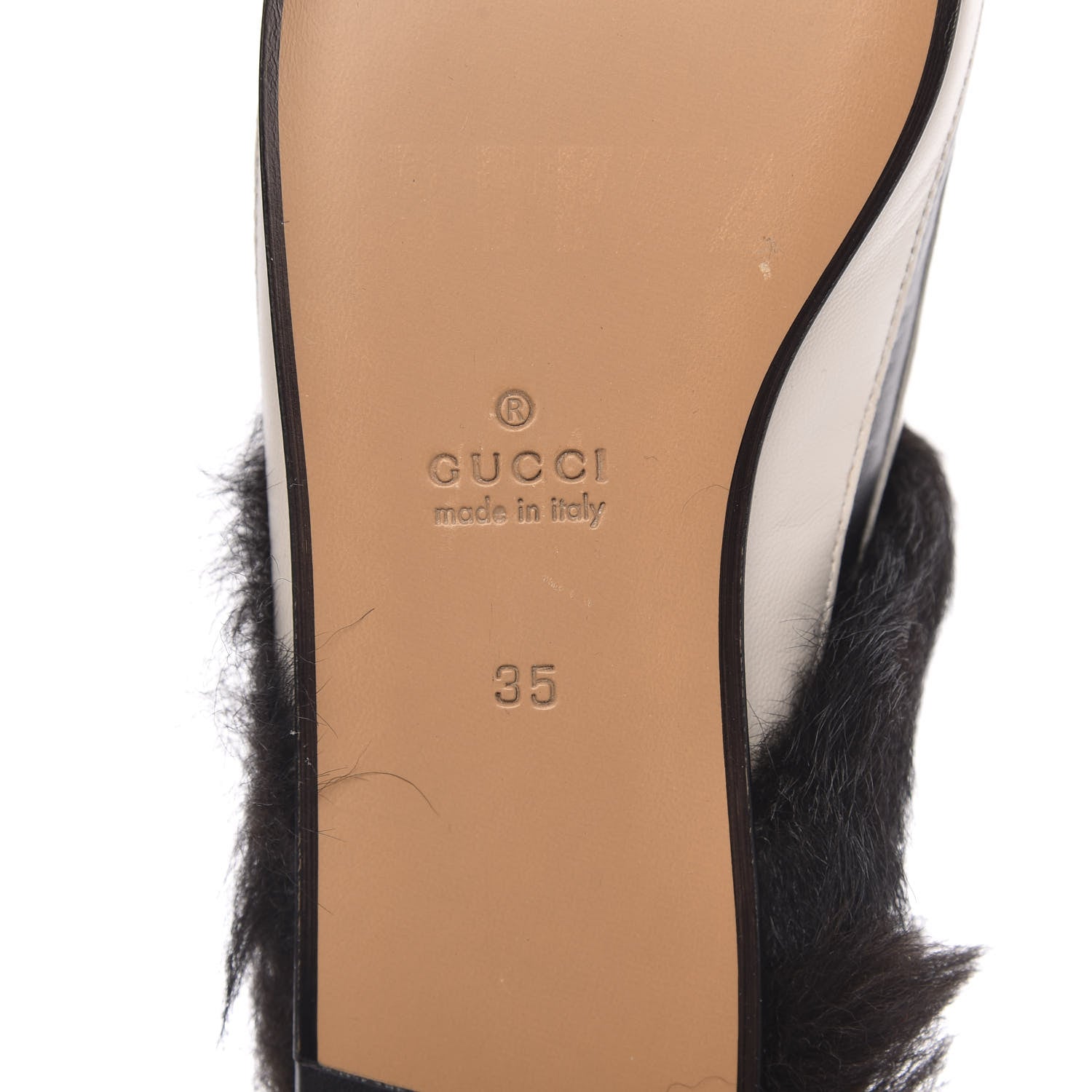 Gucci Malaga Kid Fur Zebra Inlay Womens Princetown Slippers 35 Mystic White Black 6 of 8