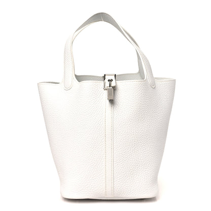 Hermes Taurillon Clemence Picotin Lock 22 MM White 1 of 10