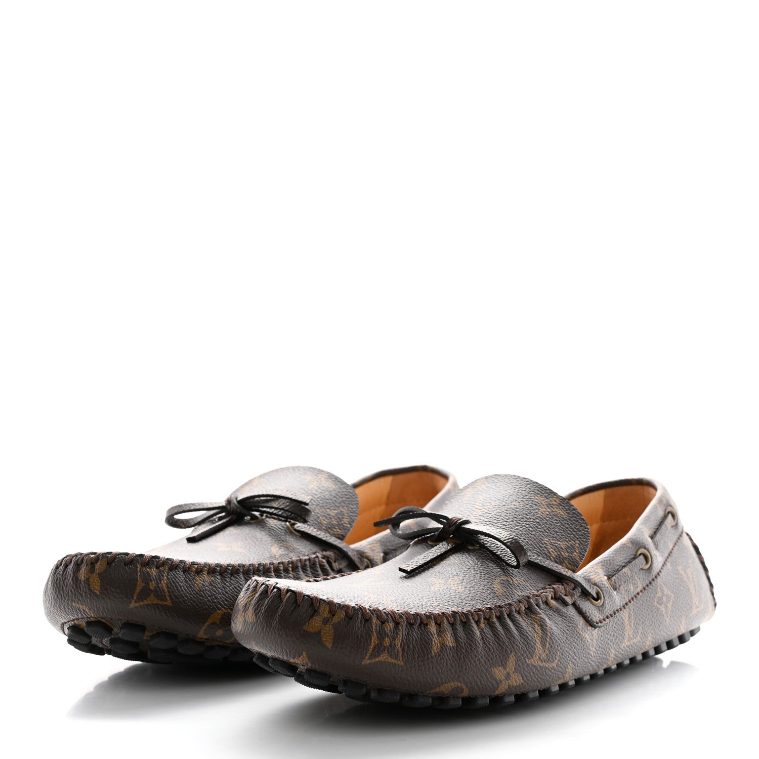 Louis Vuitton Monogram Mens Arizona Car Shoe Moccasin Loafers 10 Macassar 3 of 9