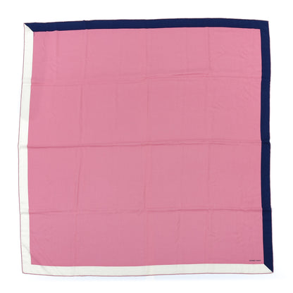 Hermes Cashmere Silk Encadre Scarf 140 Rose Marine White 1 of 4