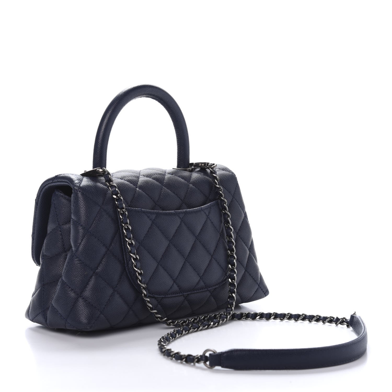 Chanel Caviar Quilted Mini Coco Handle Flap Navy Blue 4 of 11