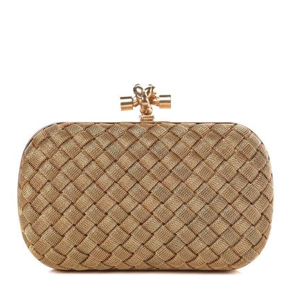 Bottega Veneta Intreccio Oro Bruciato Knot Clutch 1 of 8