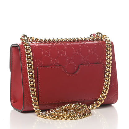 Gucci Guccissima Small Padlock Shoulder Bag Hibiscus Red 2 of 4