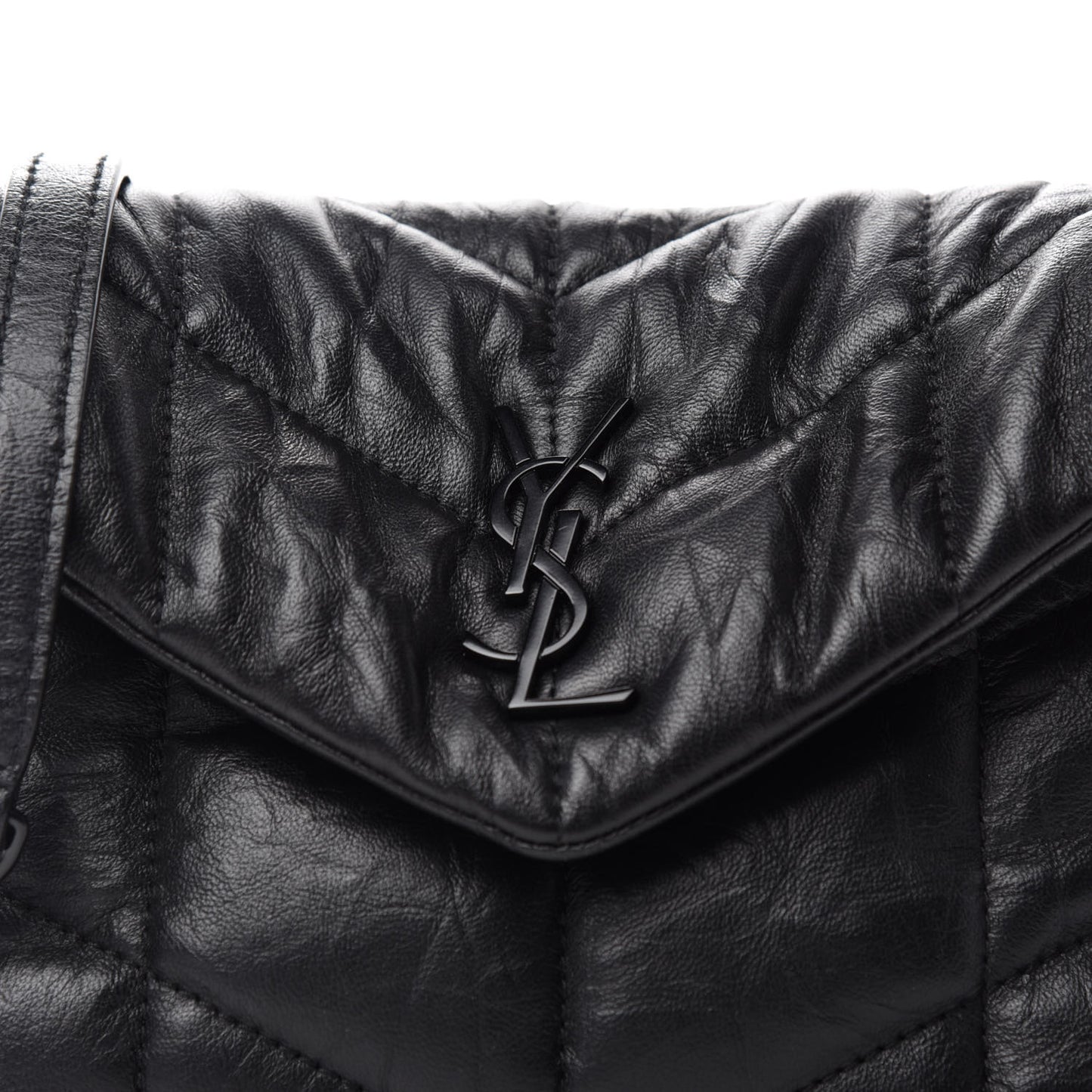 Calfskin Quilted Toy Loulou Puffer Monogram Monochrome Chain Satchel Black