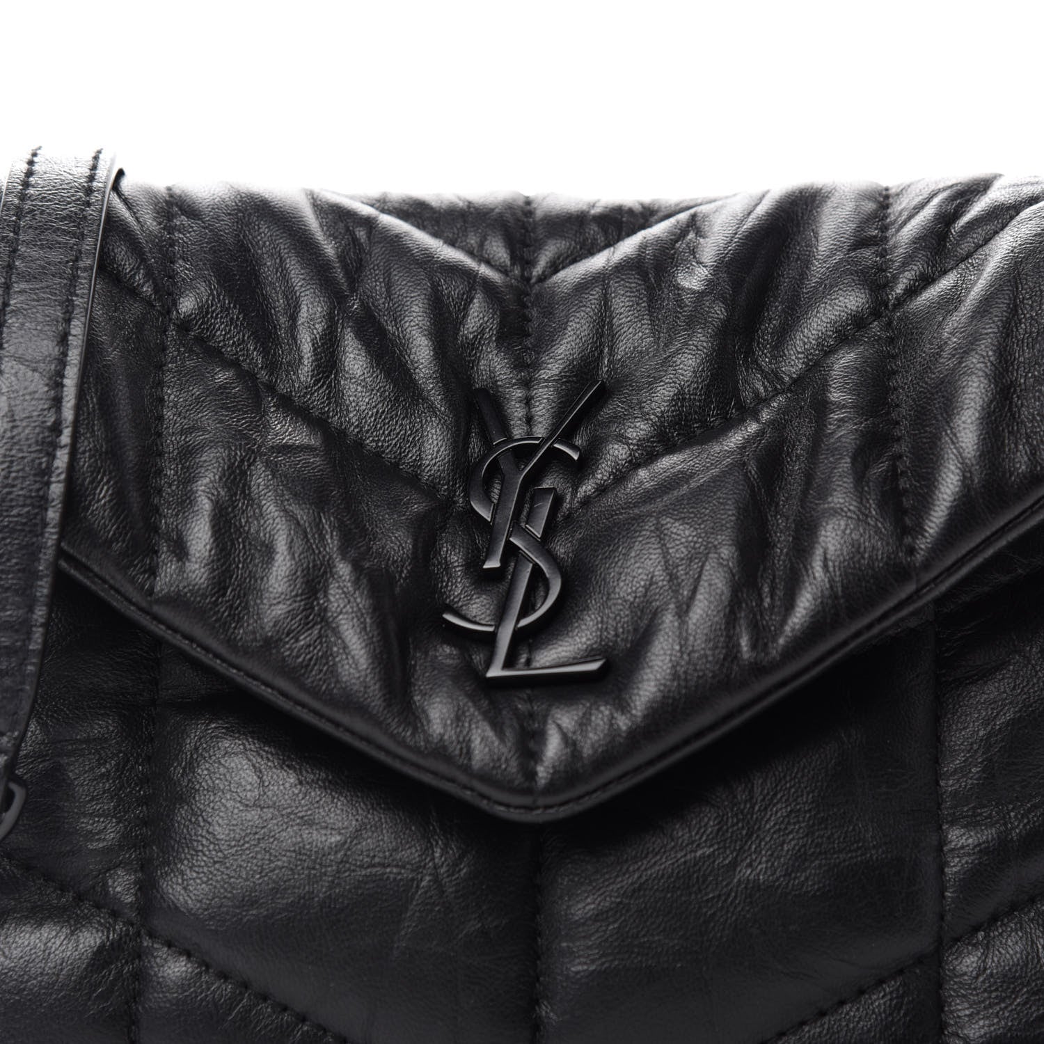 Saint Laurent Calfskin Quilted Toy Loulou Puffer Monogram Monochrome Chain Satchel Black 9 of 11