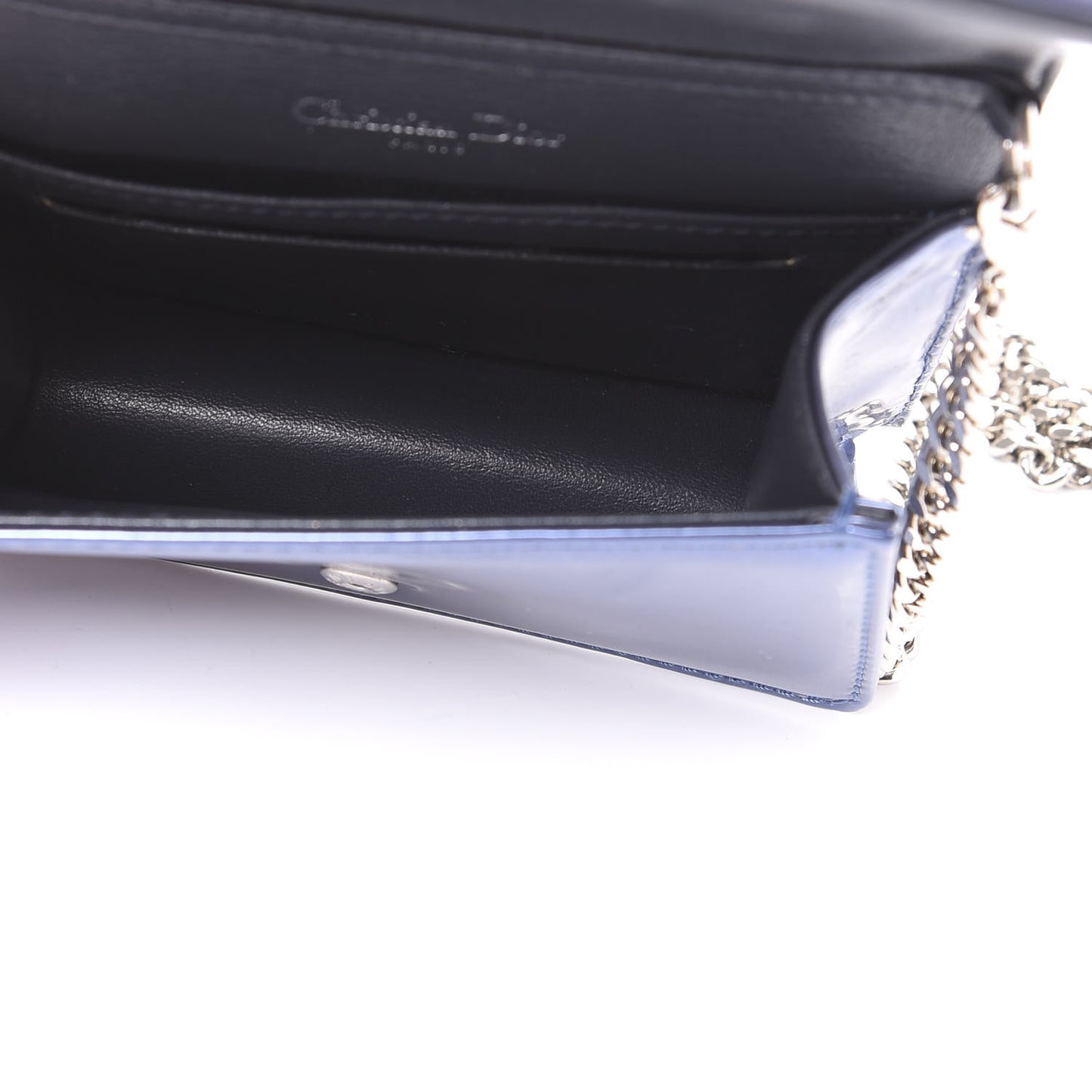Metallic Patent Micro-Cannage Baby Diorama Flap Bag Blue