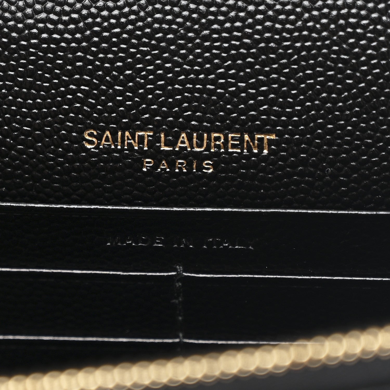 Saint Laurent Grain De Poudre Matelasse Chevron Monogram Envelope Chain Wallet Black 6 of 11