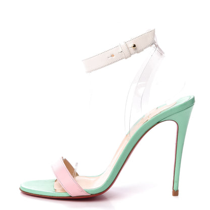 Christian Louboutin Shiny Nappa PVC Jonatina 100 Sandals 38 Opal 1 of 20