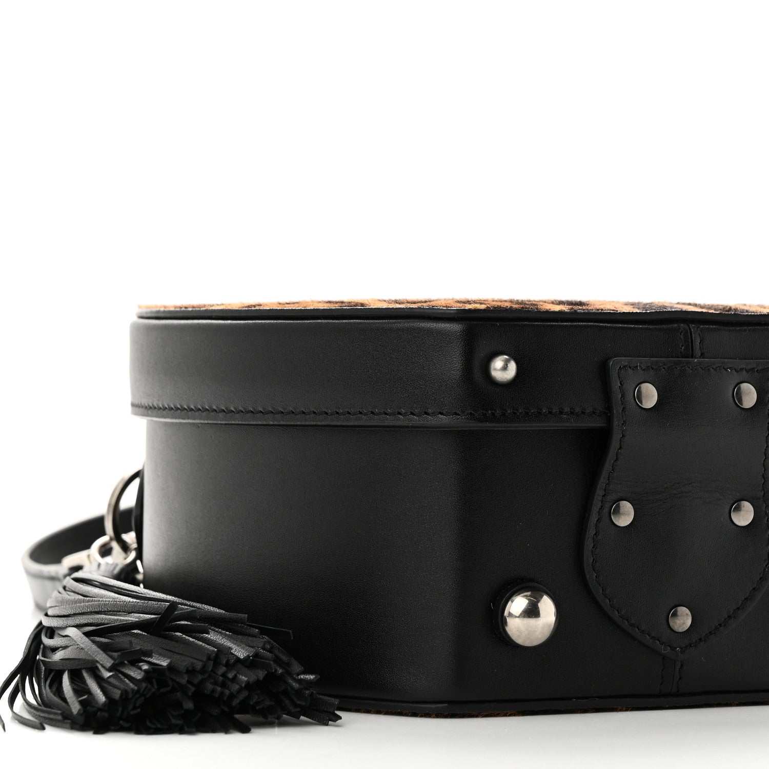 Saint Laurent Calf Hair Leopard Print Mica Hat Box Black Brown 8 of 9