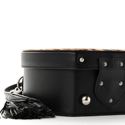 Saint Laurent Calf Hair Leopard Print Mica Hat Box Black Brown 8 of 9
