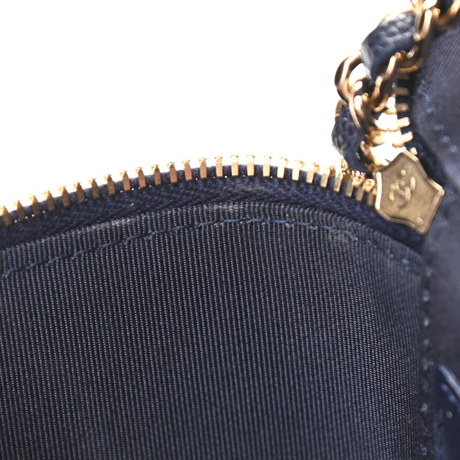 Chanel Caviar Quilted Mini Vanity Case With Chain Navy Blue 8 of 11