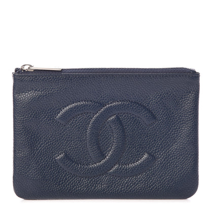 Chanel Caviar Timeless CC Small Cosmetic Case Dark Blue 1 of 8