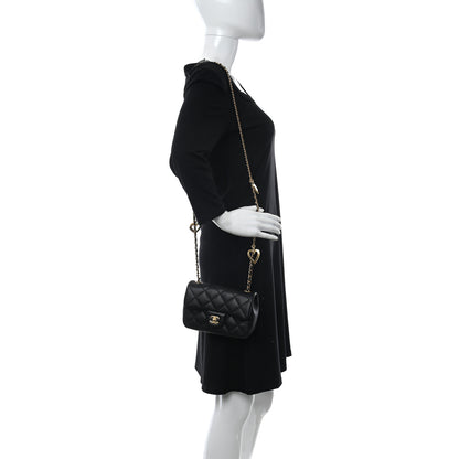 Chanel Lambskin Quilted Mini Heart Charms Flap Black 2 of 12