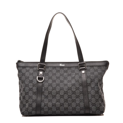 Gucci Denim Monogram Abbey Medium Tote Navy 1 of 9