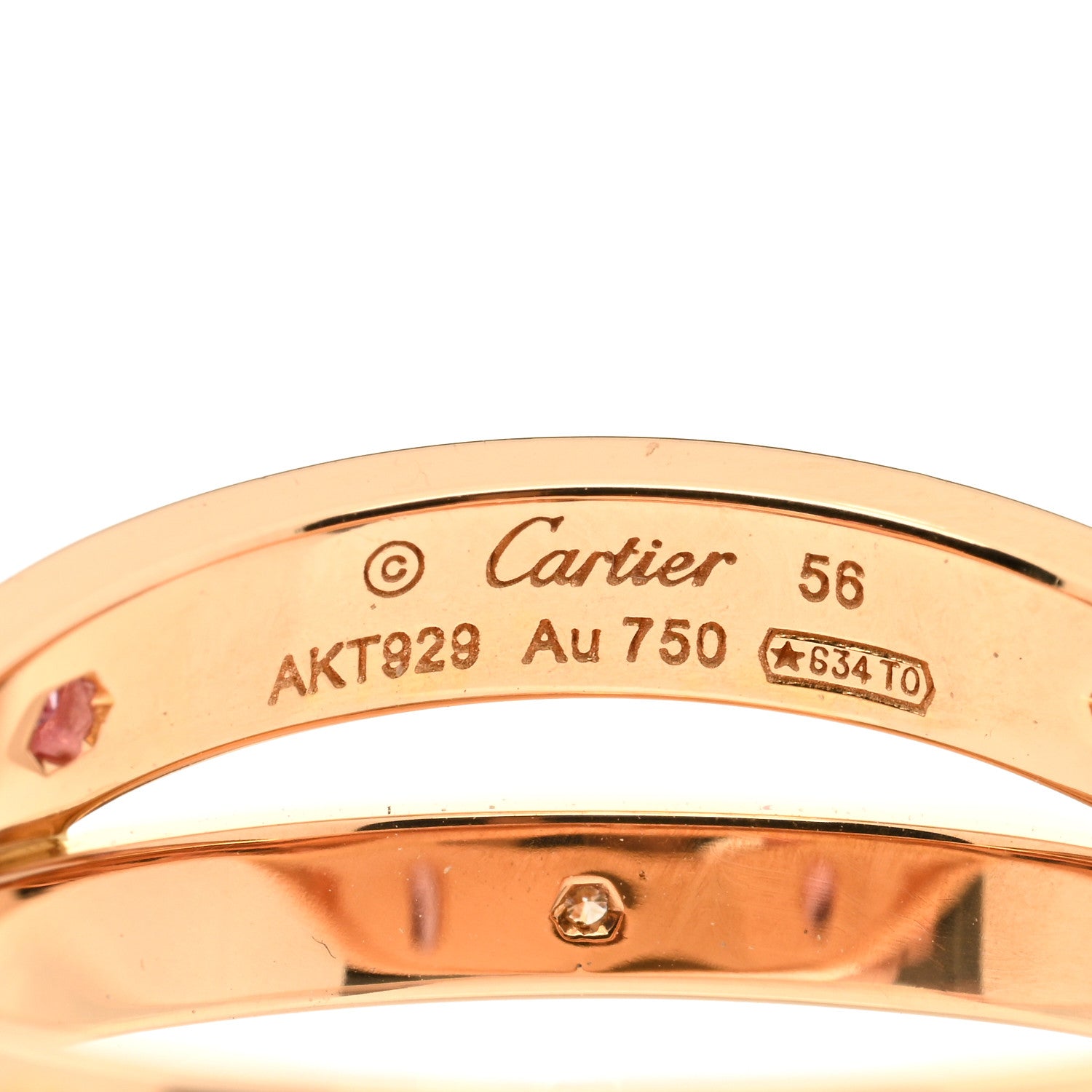 Cartier 18K Pink Gold Pink Sapphire Diamond LOVE Ring 56 7.5 4 of 4