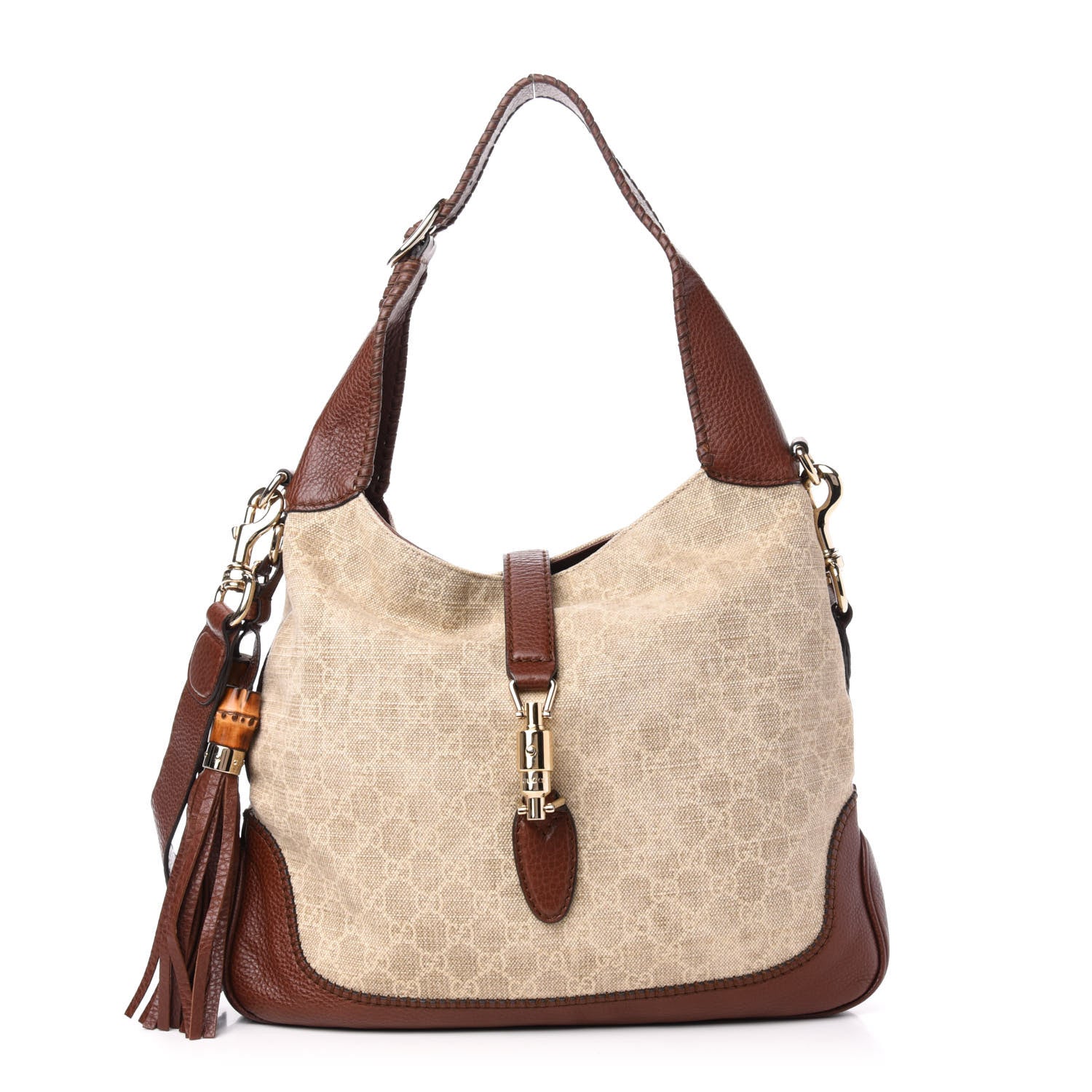 Gucci Monogram Medium New Jackie Shoulder Bag Brown 1 of 12