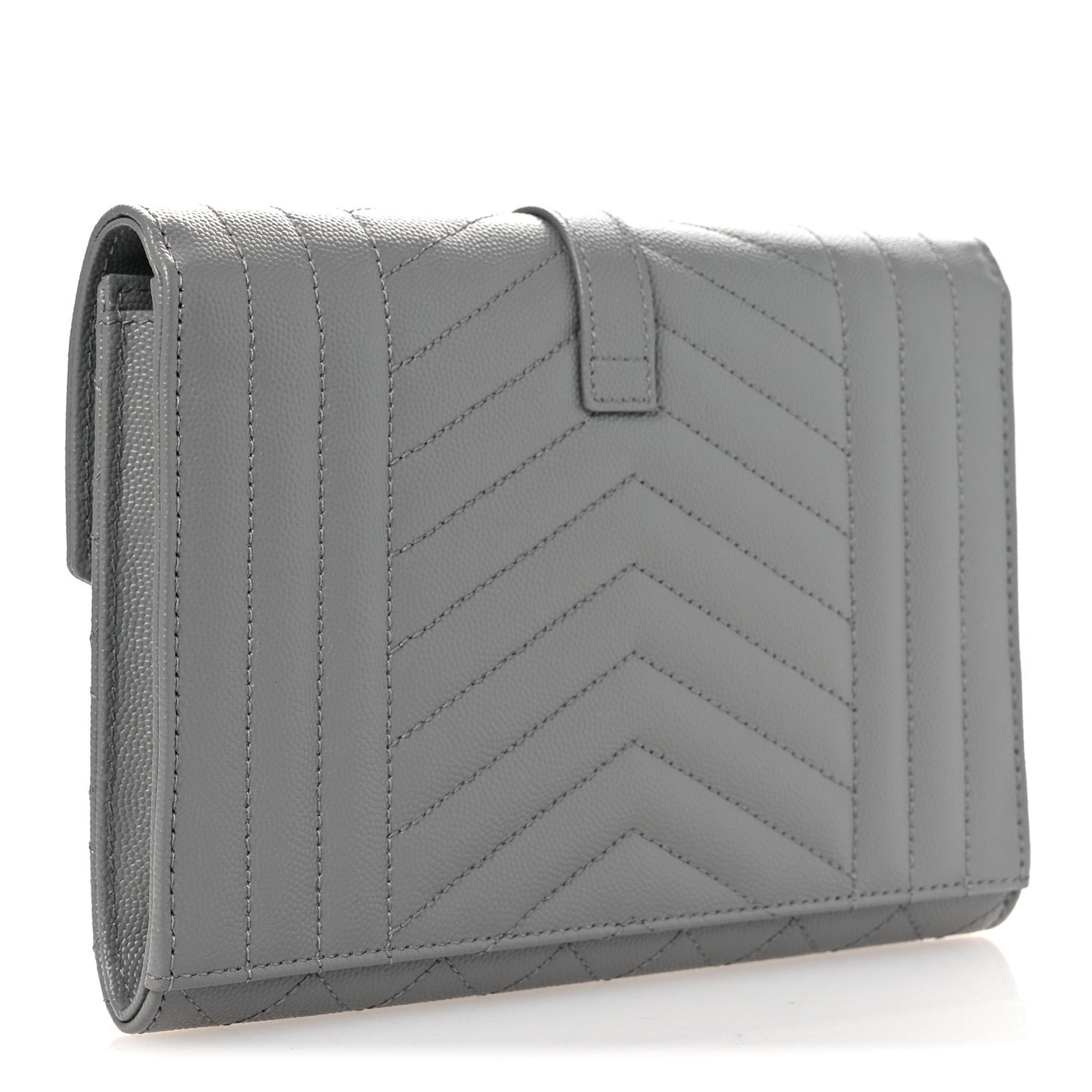 Grain De Poudre Textured Mixed Matelasse Triquilt Monogram Clutch Storm