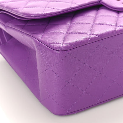 Chanel Caviar Quilted Jumbo Double Flap Purple 8 of 9