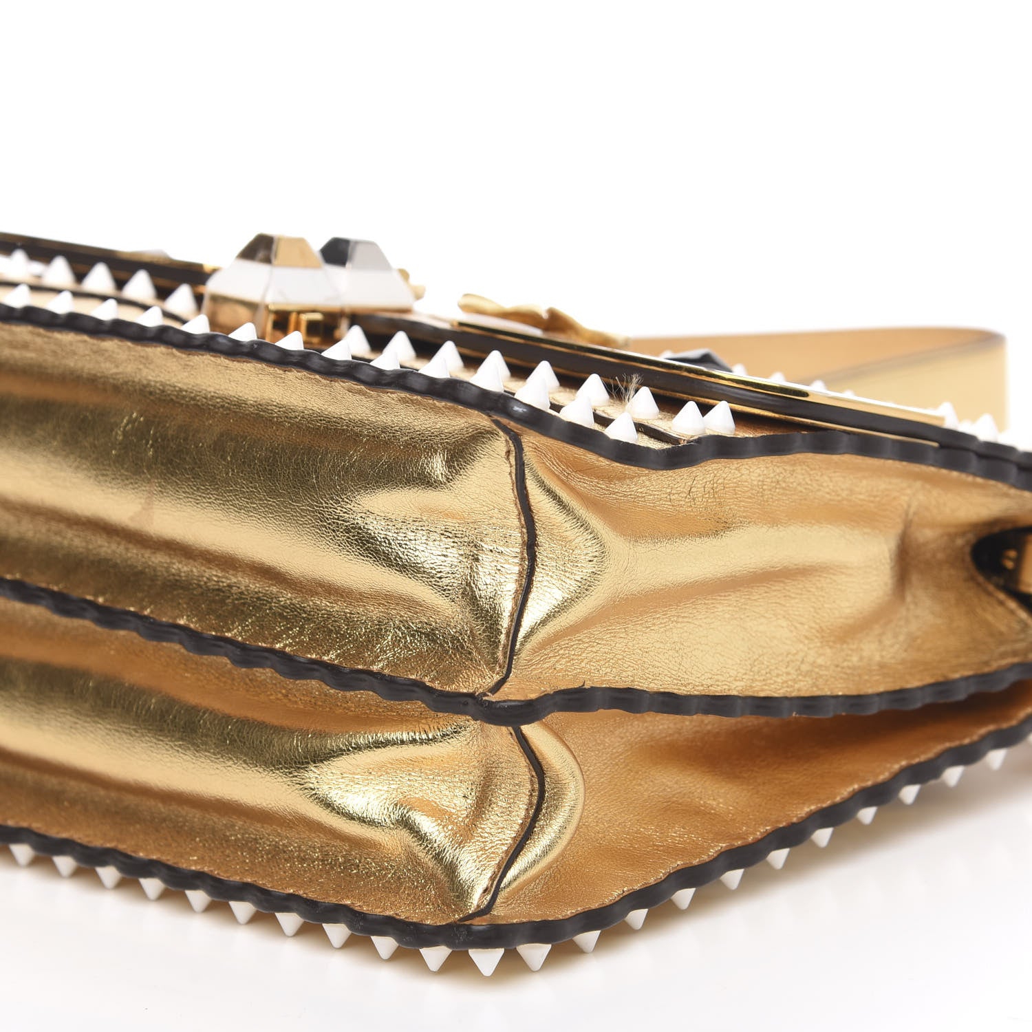 Fendi Metallic Calfskin Wonder Monster Kan I Shoulder Bag Gold 8 of 8