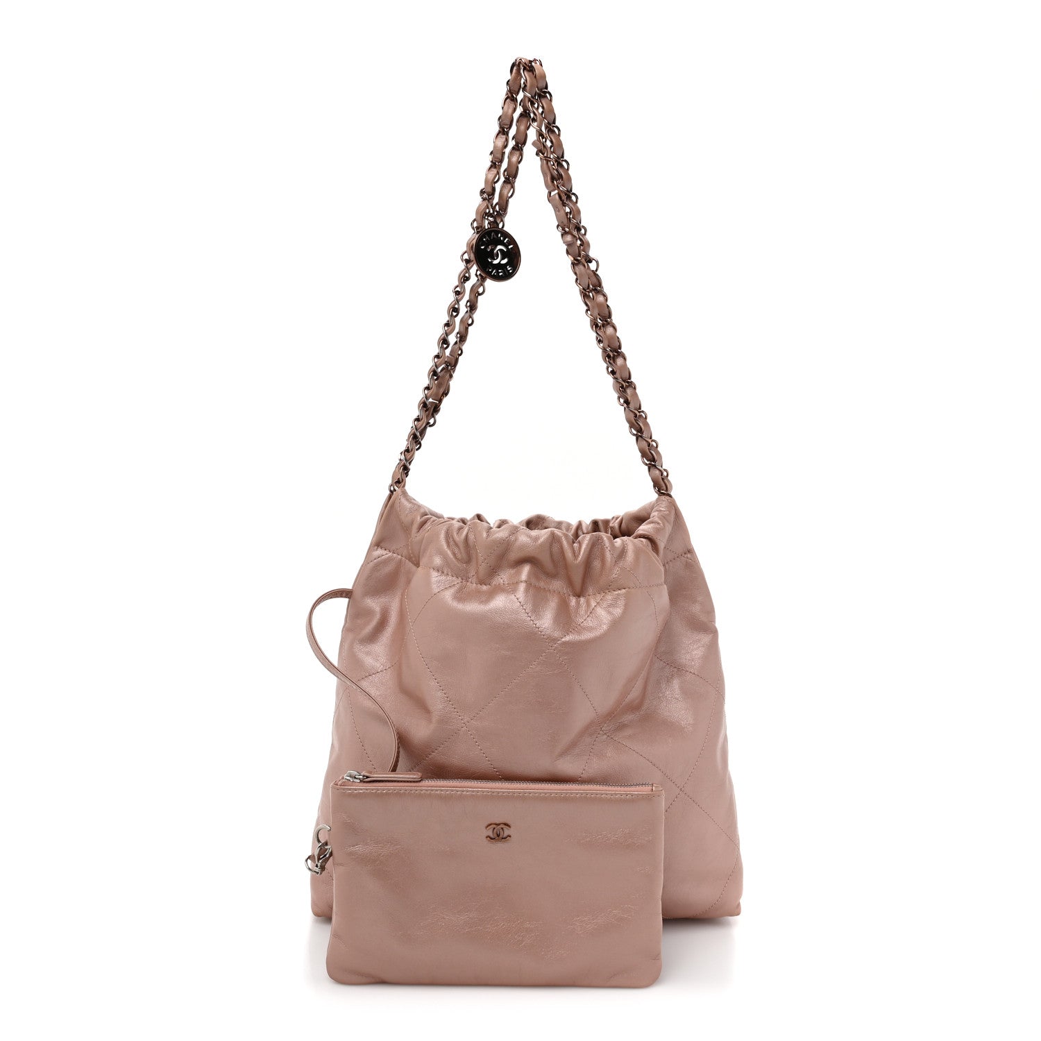 Chanel Metallic Calfskin Quilted Small Chanel 22 Pink 3 of 15