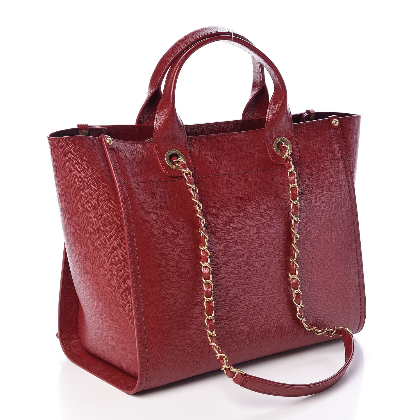 Caviar Small Studded Deauville Tote Red