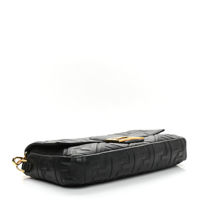 Fendi Nappa FF 1974 Embossed Large Baguette Black 4 of 11