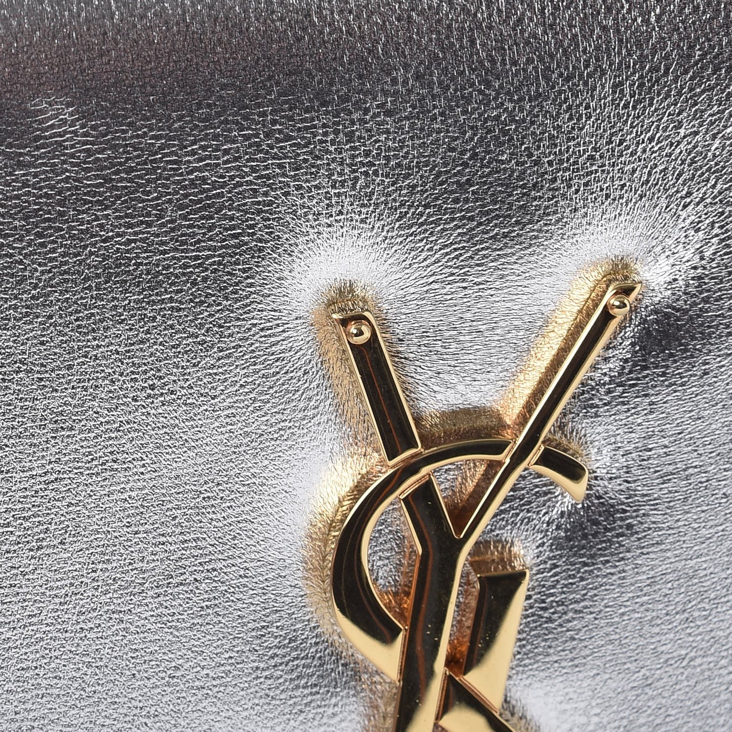 Metallic Calfskin Classic Monogram Cassandre Clutch Argento