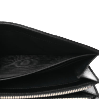 Saint Laurent Grain De Poudre Matelasse Chevron Monogram Flap Wallet Black 9 of 16
