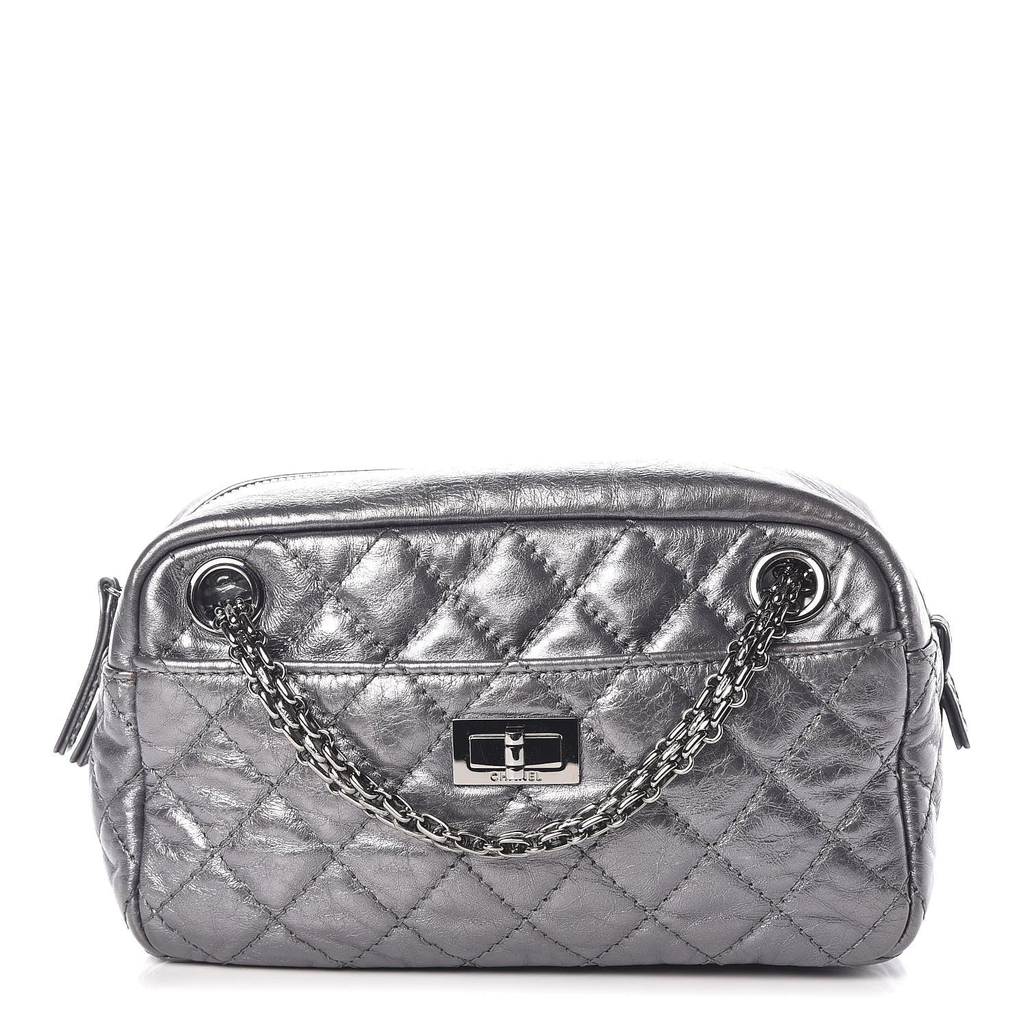 Chanel Metallic Aged Calfskin Quilted Small Reissue Camera Case Dark Silver 1 of 10