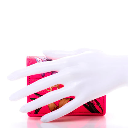 Gucci Calfskin Flora Print Zumi Card Case Fuxia Fluo 2 of 9