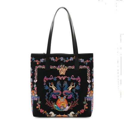 Versace Canvas Underwater Medusa Tote Black Multicolor 1 of 9