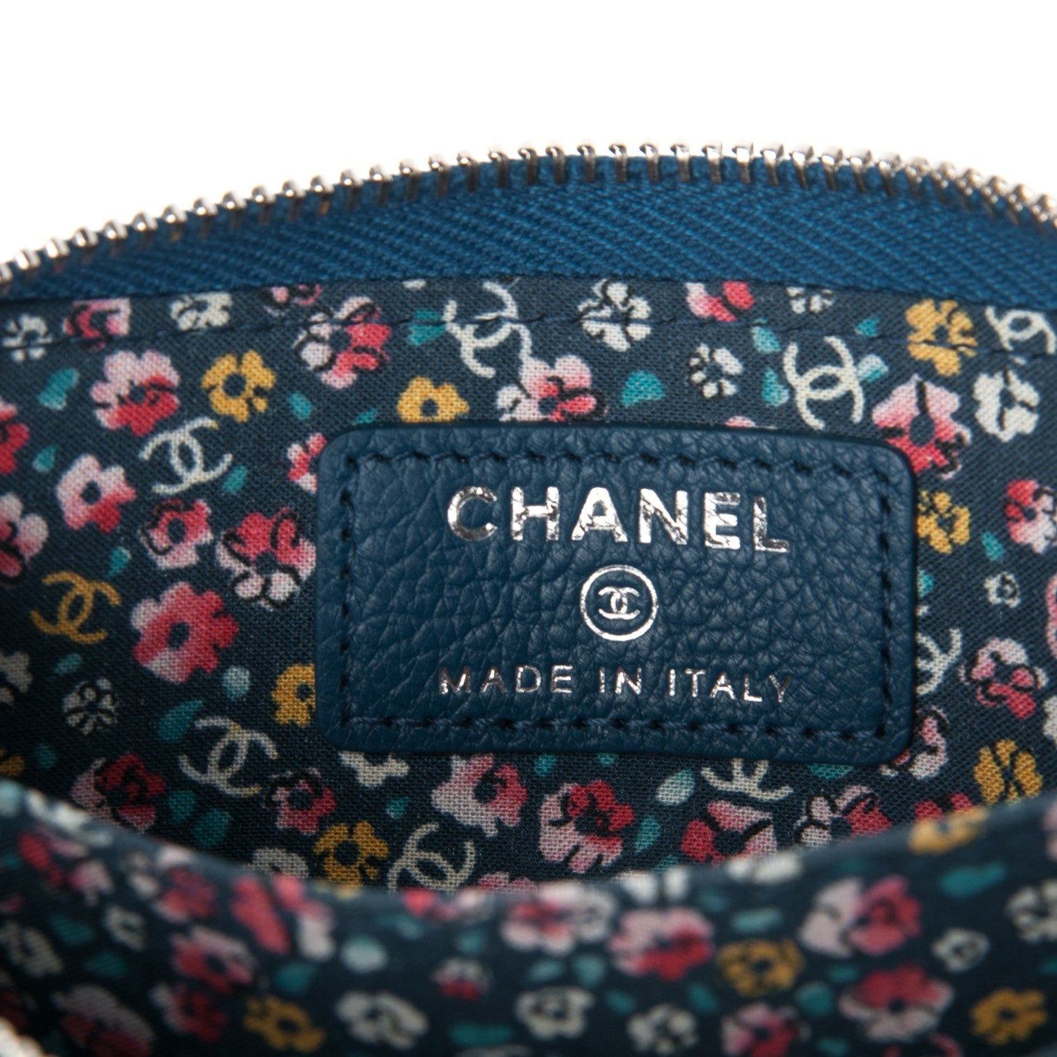 Chanel Goatskin Zip Around Coin Purse Wallet Dark Navy 6 of 7