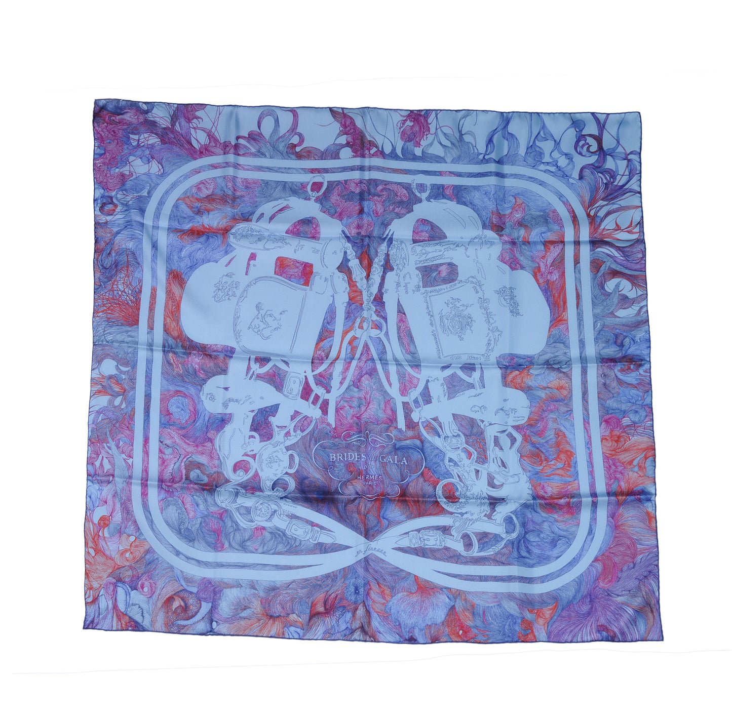 Silk Brides De Gala En Finesse Scarf 90 Indigo Ciel
