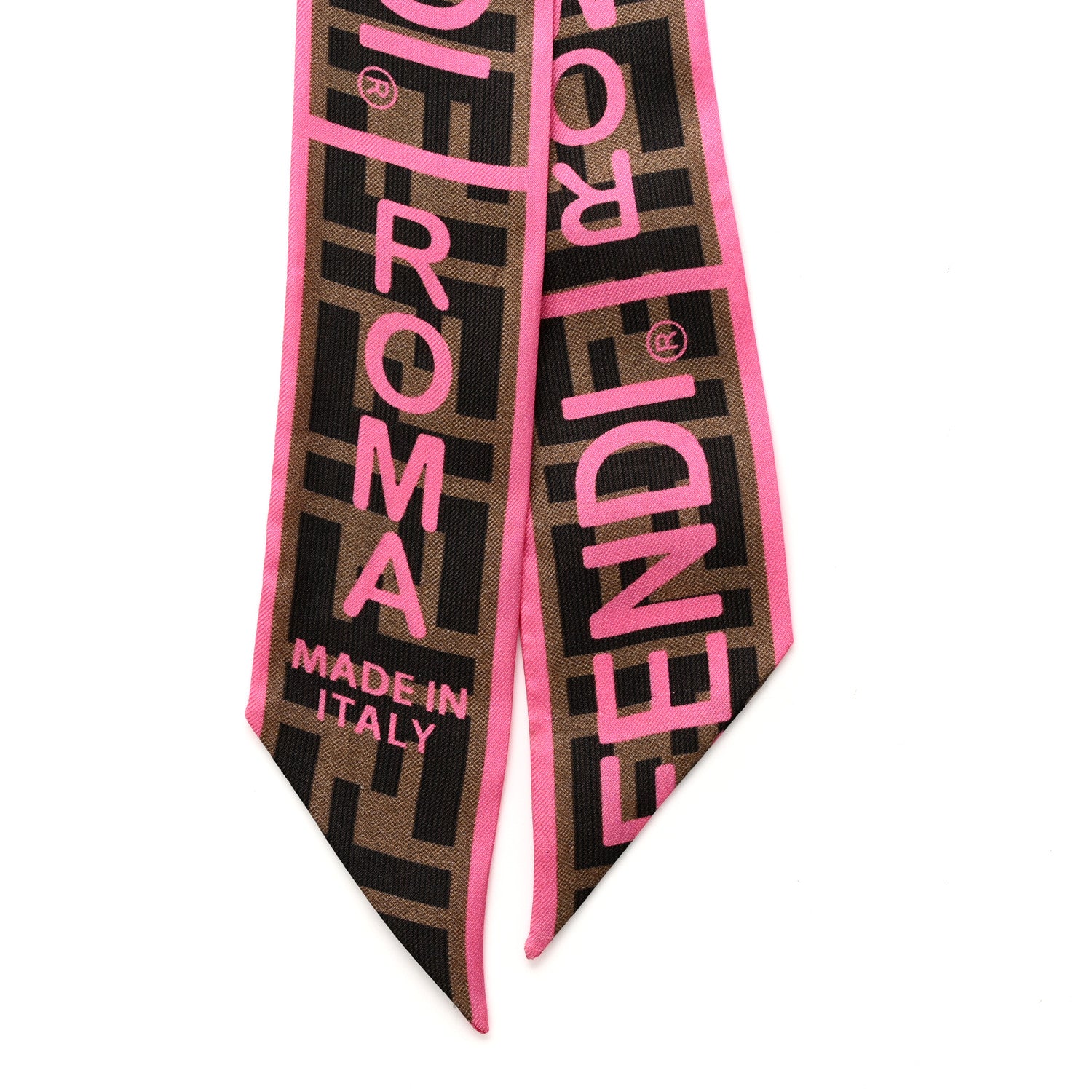 Fendi Silk FF 1974 Roma Logo Wrappy Scarf Rosa Fluo 3 of 4