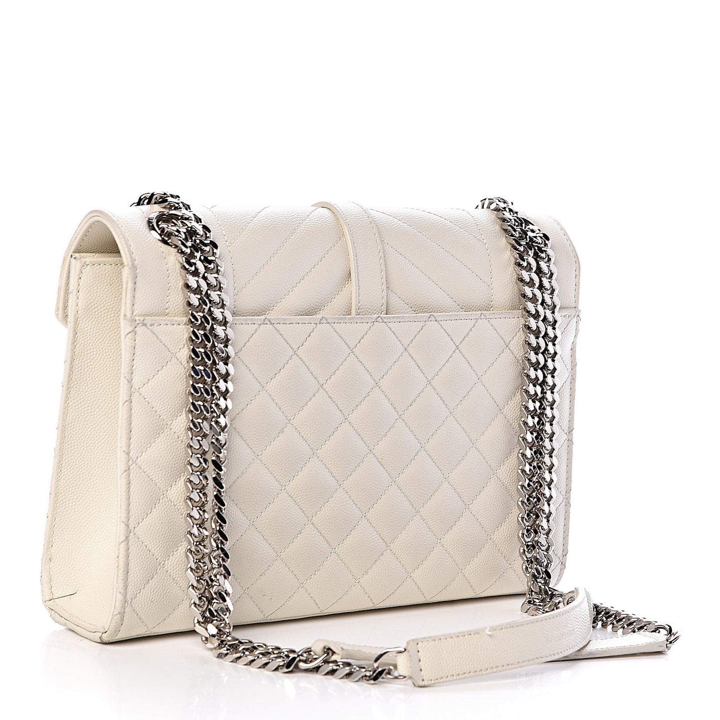 Grain De Poudre Textured Mixed Matelasse Medium Triquilt Monogram Satchel Porcellana