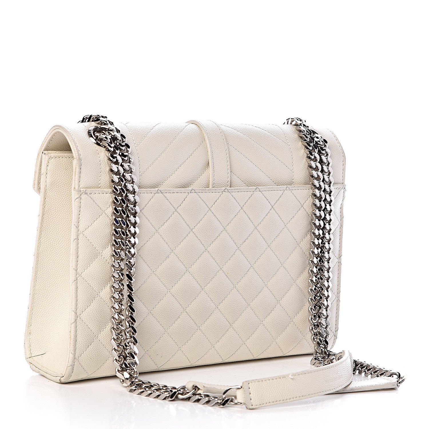 Saint Laurent Grain De Poudre Textured Mixed Matelasse Medium Triquilt Monogram Satchel Porcellana 3 of 18