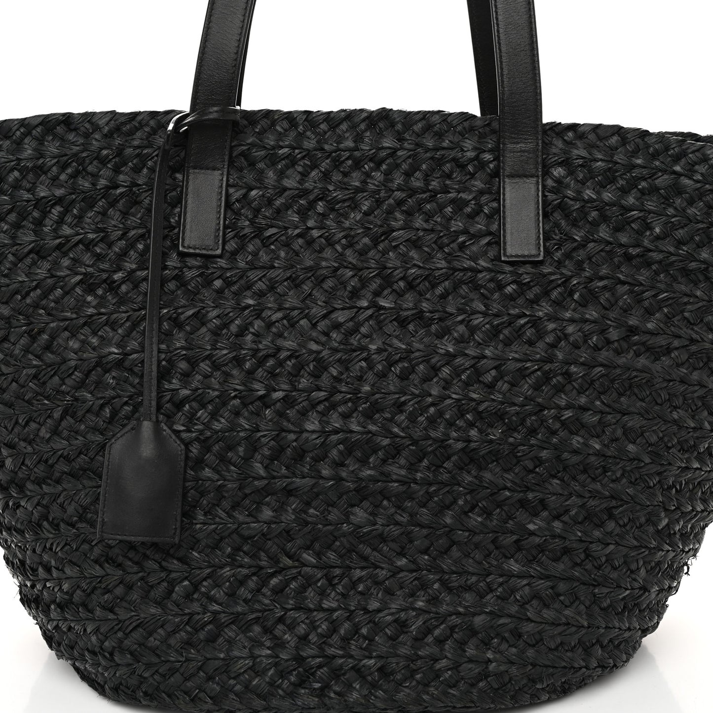 Raffia Medium Panier Bag Black