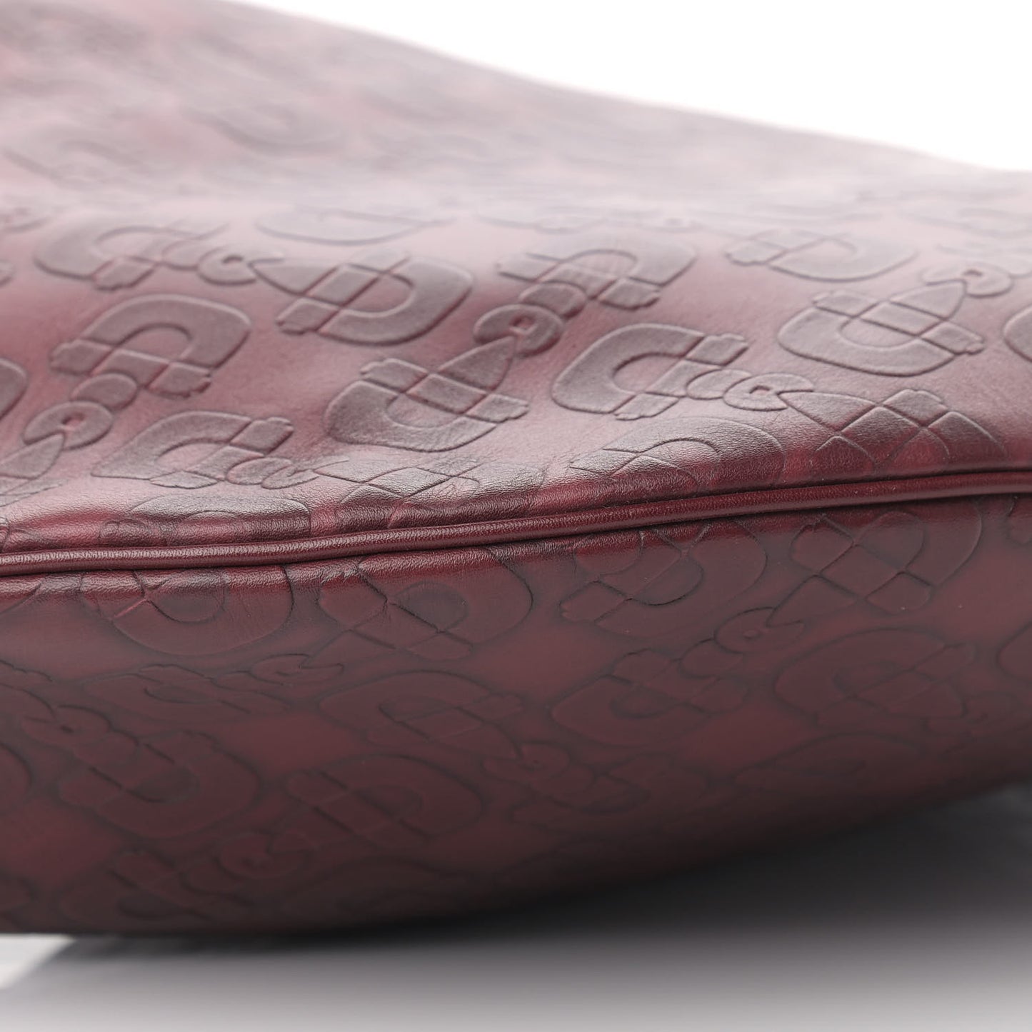 Calfskin Horsebit Embossed Glam Hobo Burgundy