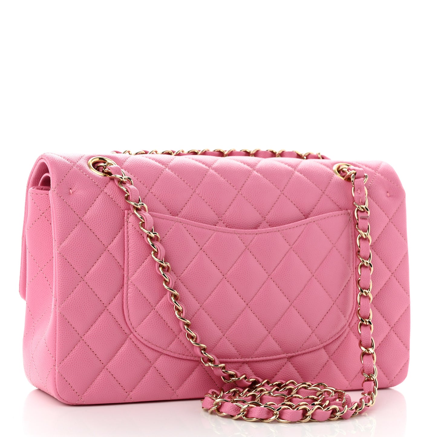 Caviar Quilted Medium Double Flap Pink