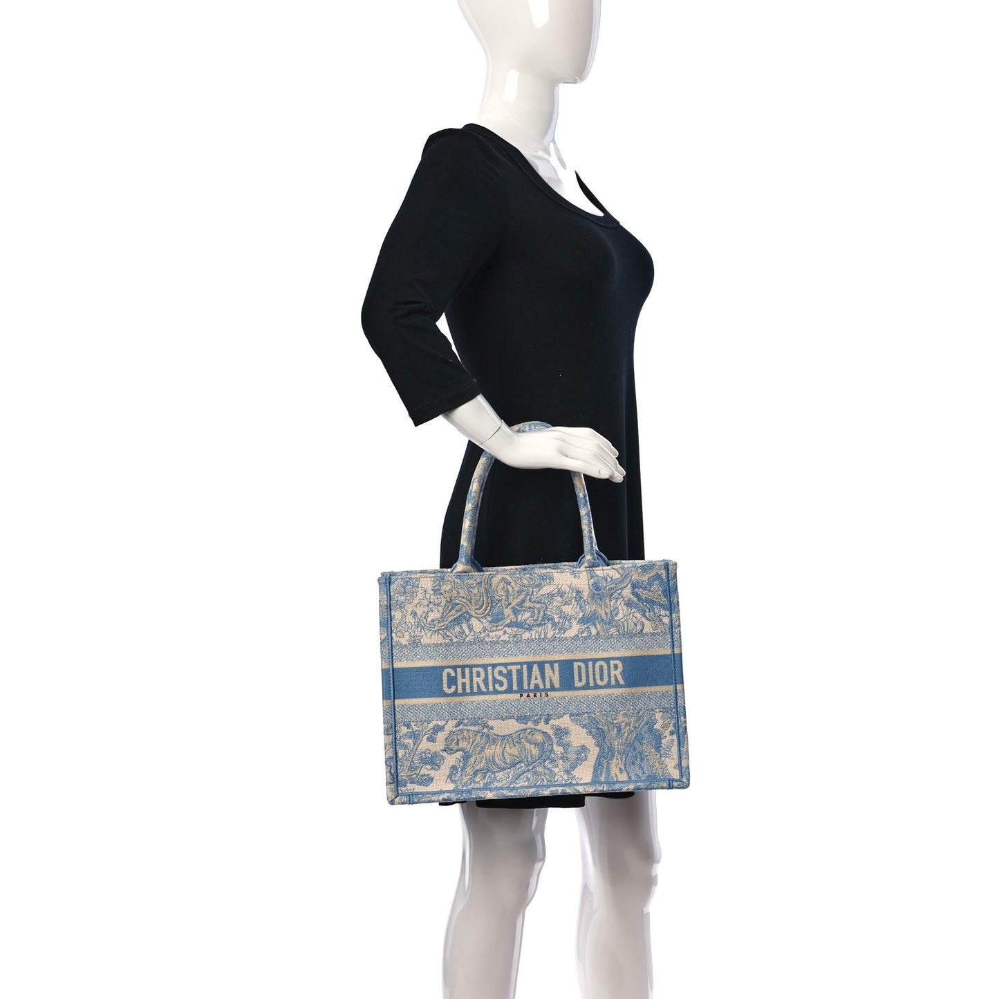 Canvas Embroidered Medium Dioriviera Toile De Jouy Book Tote Light Blue