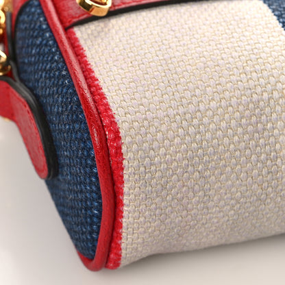 Gucci Canvas Sylvie Stripe Mini Ophidia Camera Bag Mystic White Hibiscus Red Maritime 7 of 9
