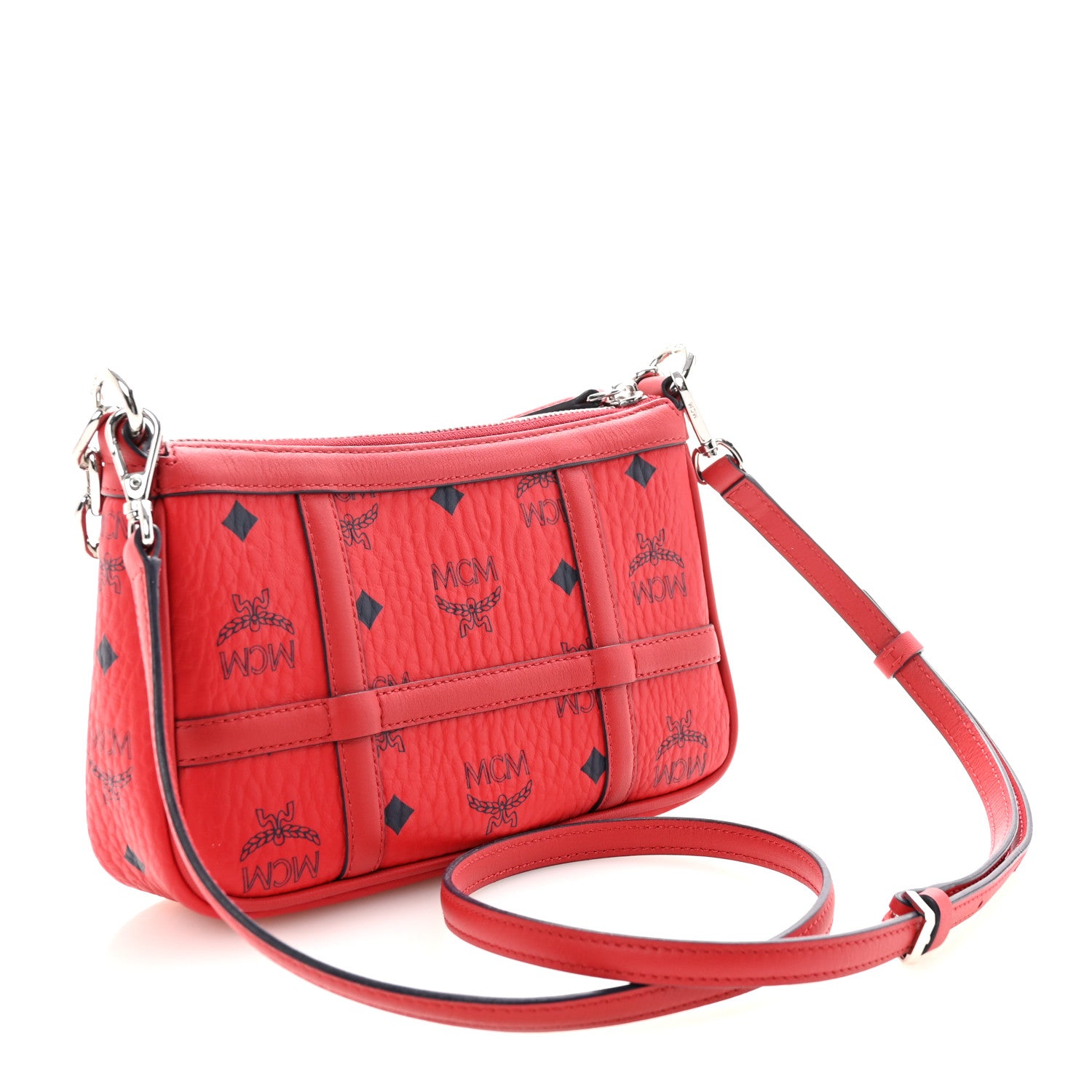 MCM Visetos Nappa Mini Delmy Chain Shoulder Bag Ruby Red 3 of 9