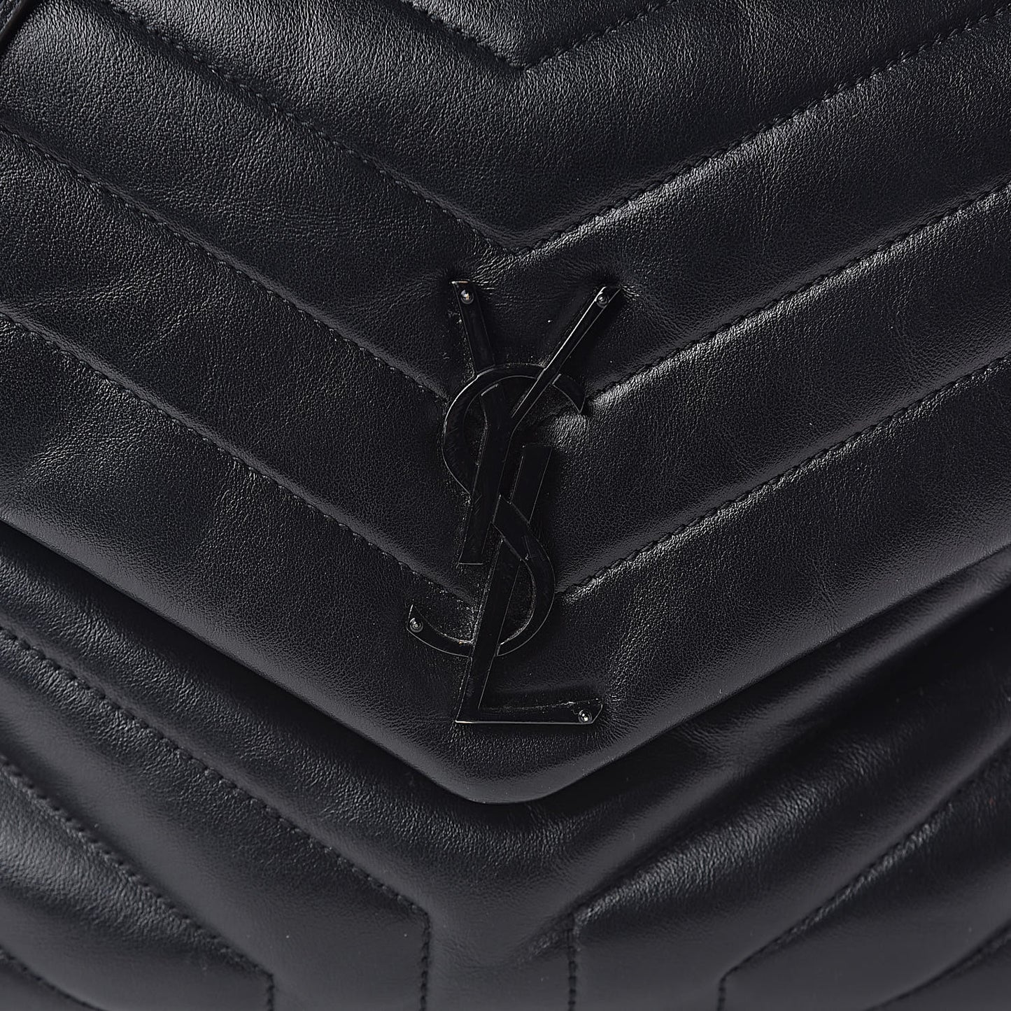 Calfskin Y Quilted Monogram Medium Loulou Chain Satchel Black