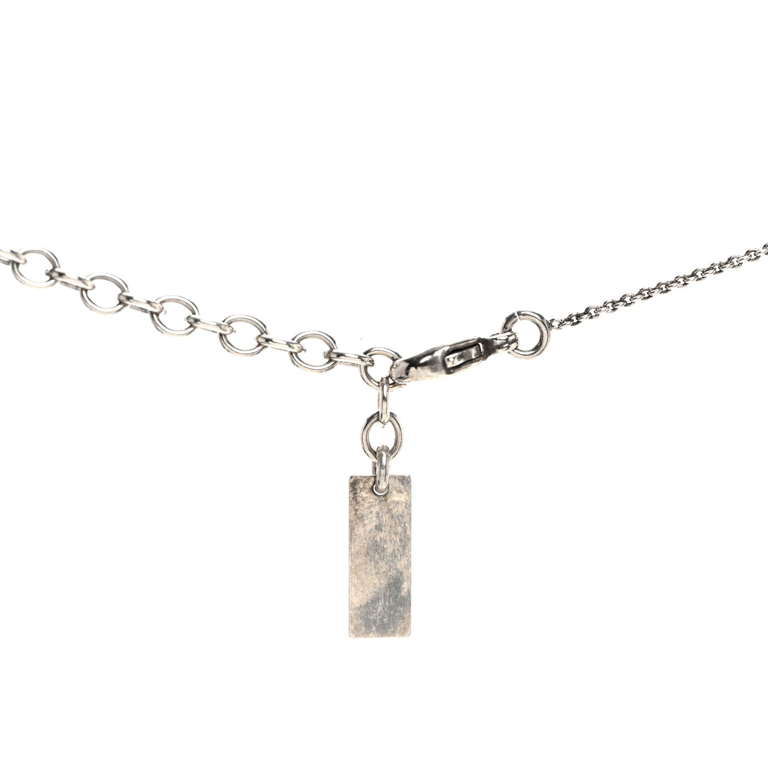 Saint Laurent Metal Crystal Cross Pendant Necklace Silver 1603628